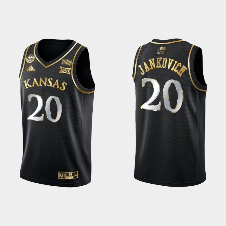 Men Kansas Jayhawks Michael Jankovich #20 2022 National Champions Black Jersey