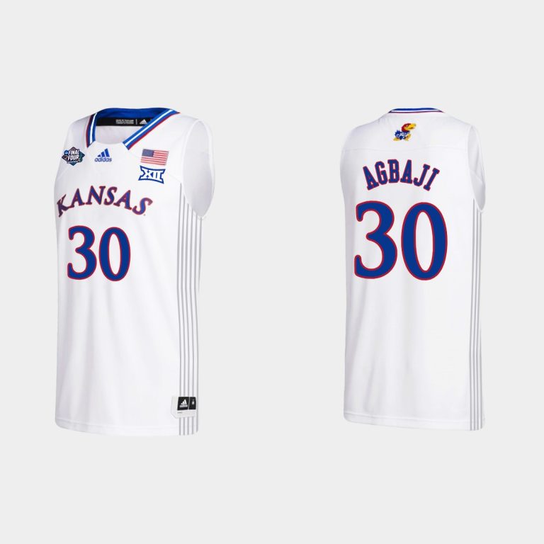 Men Kansas Jayhawks Ochai Agbaji #30 2022 NCAA Final Four White Jersey