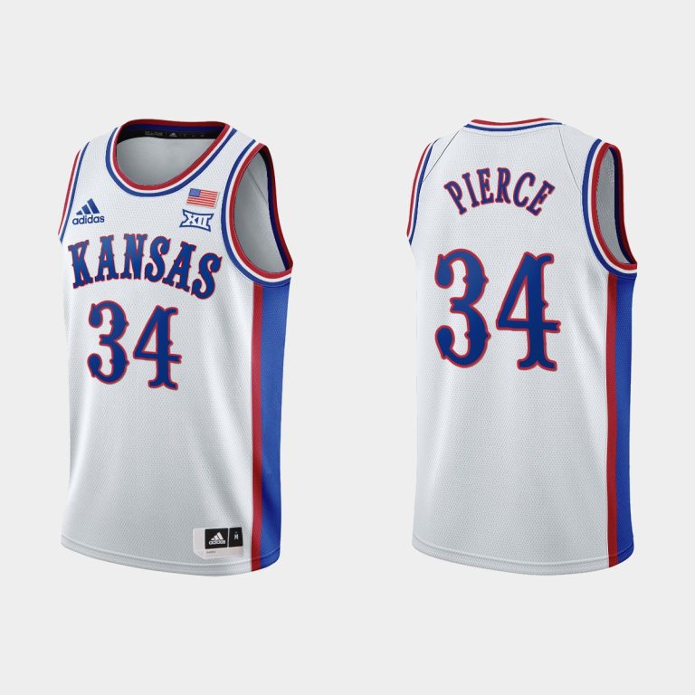 Men Kansas Jayhawks Paul Pierce #34 1990s Throwback White Jersey