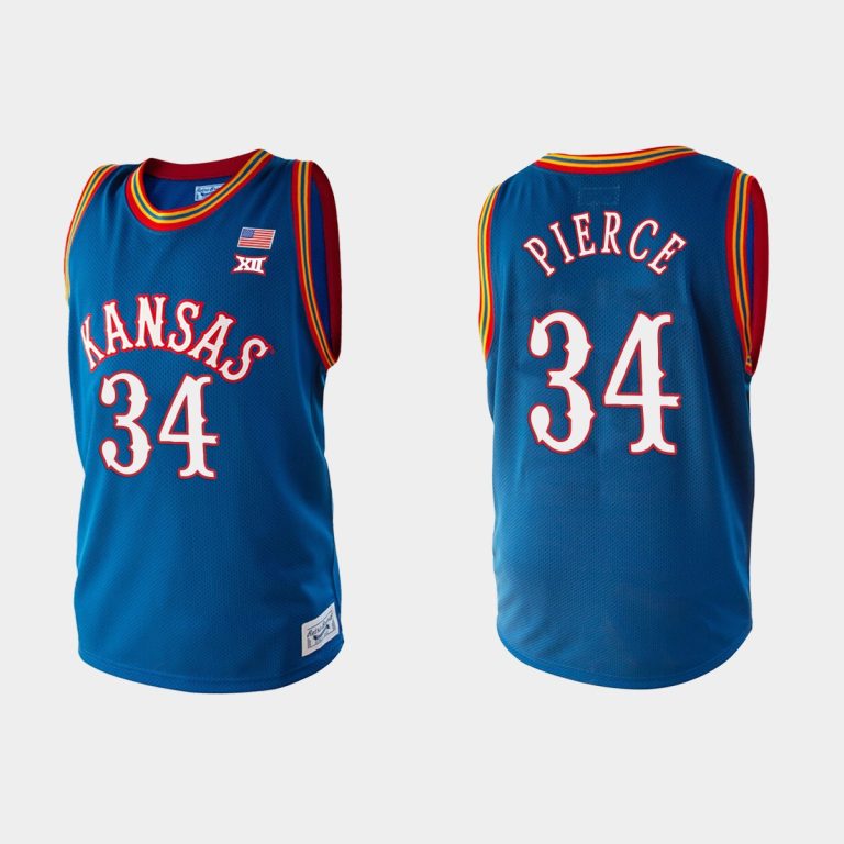 Men Kansas Jayhawks Paul Pierce #34 College Basketball Royal Jersey