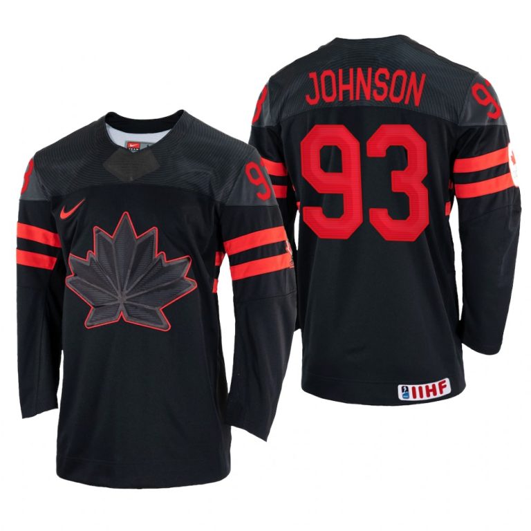 Men Kent Johnson Canada Hockey Black Replica Jersey 2022 IIHF World Championship