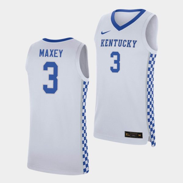 Men Kentucky Wildcats Kentucky Wildcats Tyrese Maxey #3 White 2019-20 Replica College Basketball Jersey