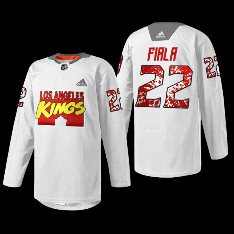 Men Kevin Fiala Los Angeles Kings Marvel Super Hero Jersey White #22 Warmup