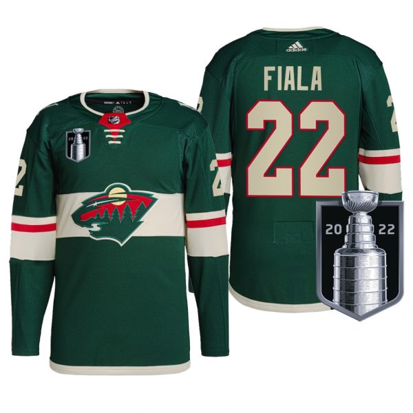 Men Kevin Fiala Minnesota Wild 2022 Stanley Cup Playoffs Jersey Green #22 Pro Uniform