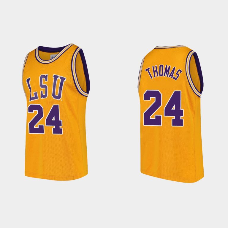 Men LSU Tigers Cameron Thomas #24 College Basketball Gold Jersey