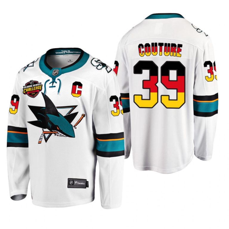 Men Logan Couture #39 San Jose Sharks 2022 NHL Global Series White Germany Challenge Jersey