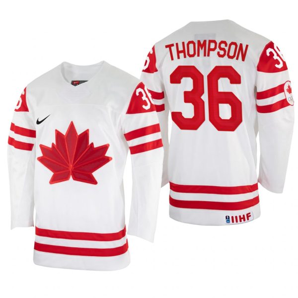 Men Logan Thompson Canada Hockey White Home Jersey 2022 IIHF World Championship