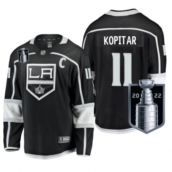 Men Los Angeles Kings #11 Anze Kopitar Black 2022 Stanley Cup Playoffs Home Jersey