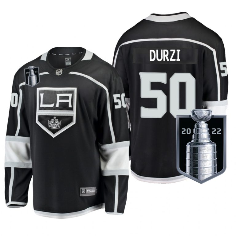 Men Los Angeles Kings #50 Sean Durzi Black 2022 Stanley Cup Playoffs Home Jersey