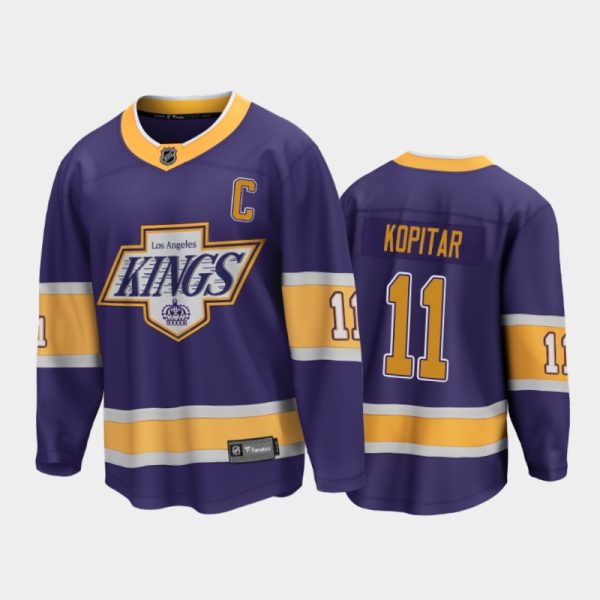 Men Los Angeles Kings Anze Kopitar #11 Reverse Retro Purple 2020-21 Breakaway Player Jersey