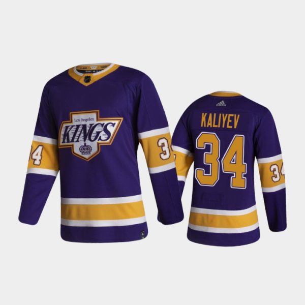 Men Los Angeles Kings Arthur Kaliyev #34 Reverse Retro 2020-21 Purple Jersey