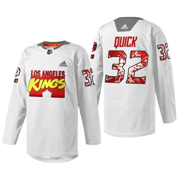 Men Los Angeles Kings Jonathan Quick #32 Marvel Super Hero Night Jersey White Special Warmup