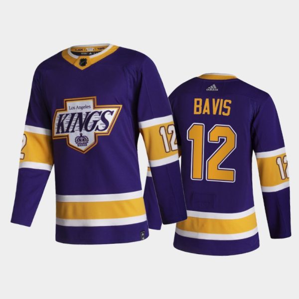 Men Los Angeles Kings Mike Bavis #12 2021 Reverse Retro Purple Jersey