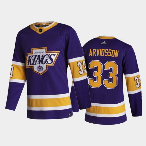 Men Los Angeles Kings Viktor Arvidsson #33 2021 Reverse Retro Purple Special Edition Jersey