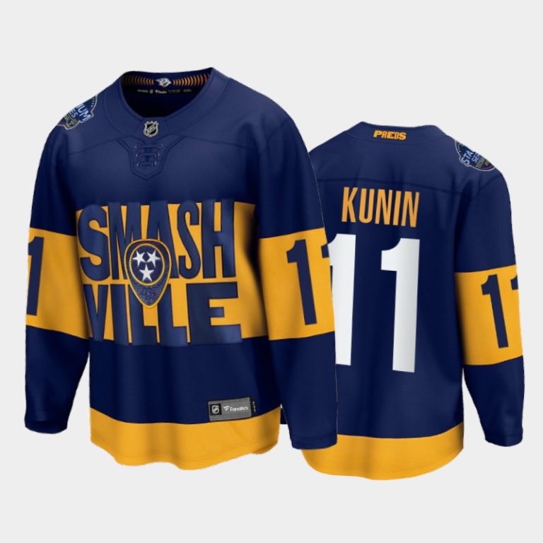 Men Luke Kunin Nashville Predators 2022 Stadium Series Navy Jersey