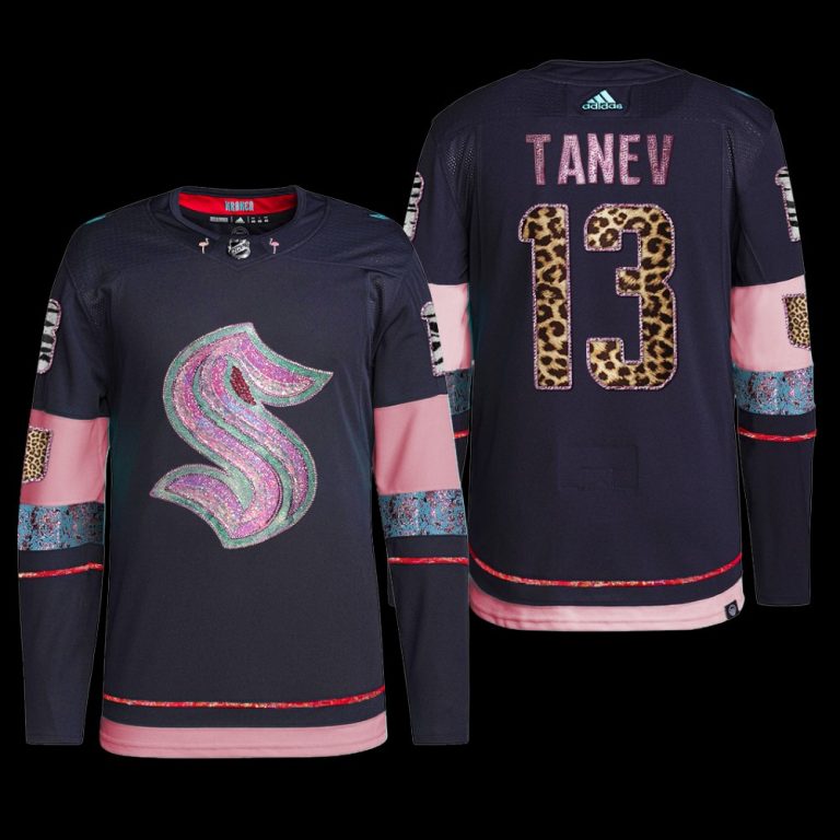 Men MGK Leopard Print Seattle Kraken Brandon Tanev Jersey Diamond Limited Navy #13 Uniform