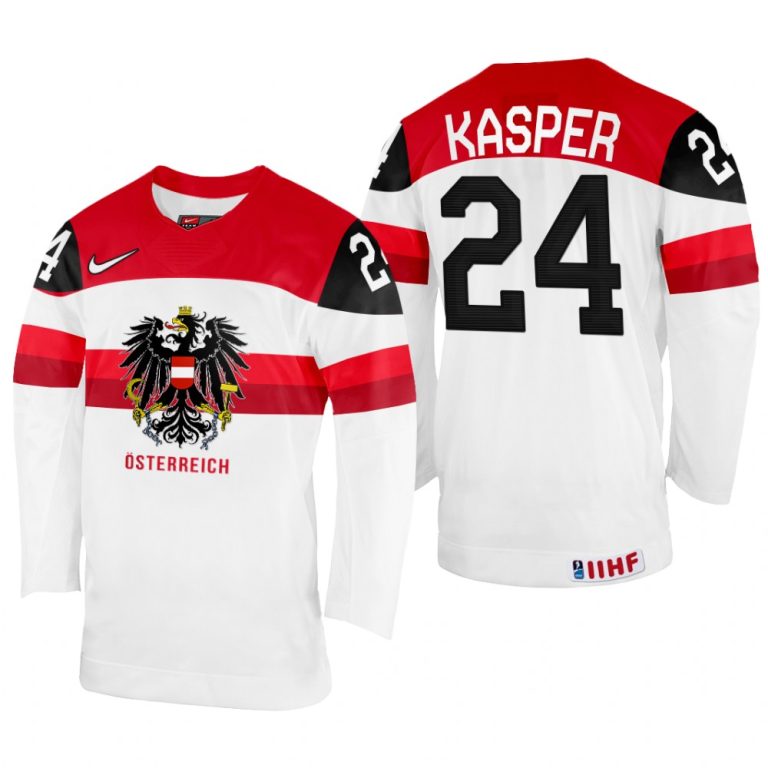 Men Marco Kasper Austria Hockey White Home Jersey 2022 IIHF World Championship