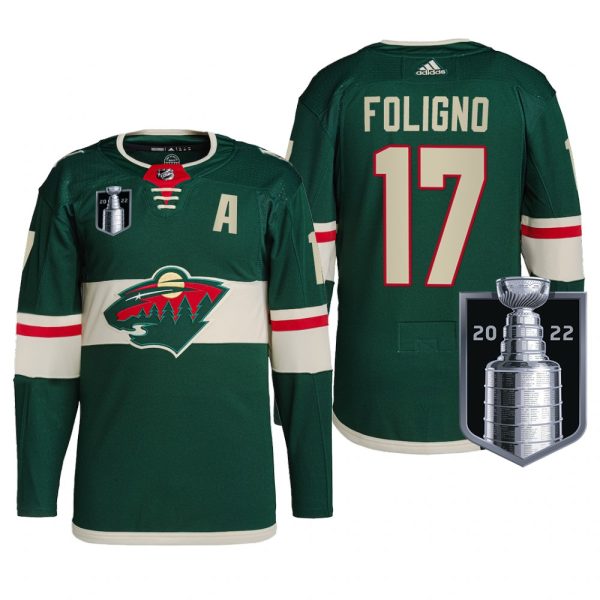 Men Marcus Foligno Minnesota Wild 2022 Stanley Cup Playoffs Jersey Green #17 Pro Uniform