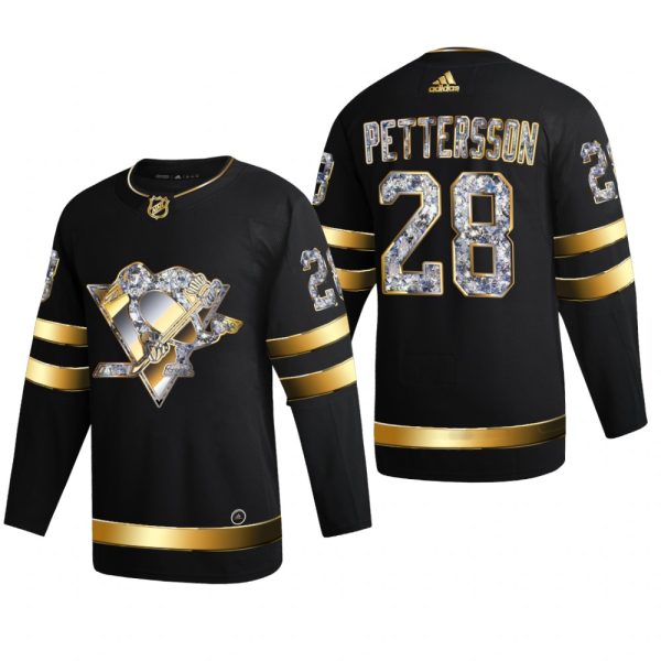 Men Marcus Pettersson #28 Pittsburgh Penguins 2022 Stanley Cup Playoffs Black Diamond Edition Jersey