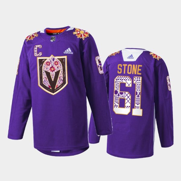 Men Mark Stone Vegas Golden Knights Hispanic Heritage 2021 Jersey Purple #61 Warmup