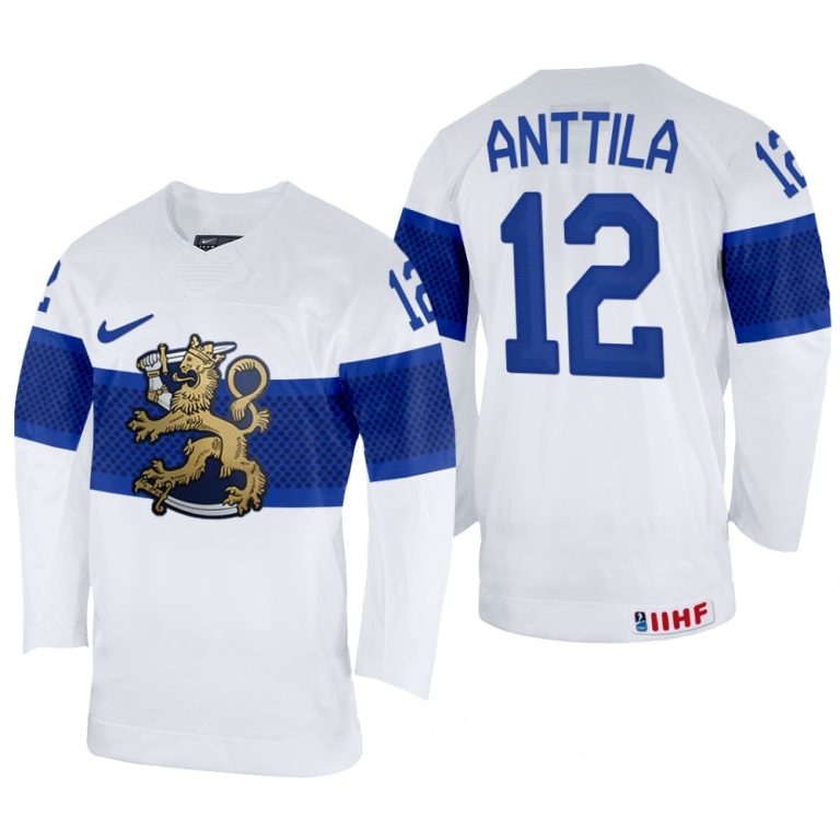 Men Marko Anttila Finland Hockey White Home Jersey 2022 IIHF World Championship