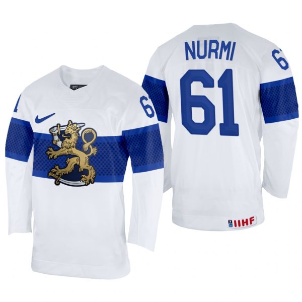 Men Markus Nurmi Finland Hockey White Home Jersey 2022 IIHF World Championship