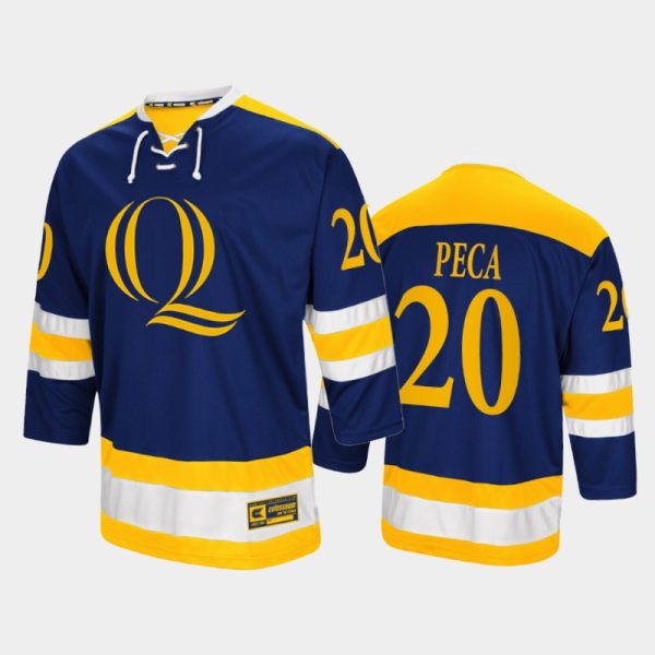 Men Matthew Peca #20 Quinnipiac Bobcats College Hockey Navy Jersey