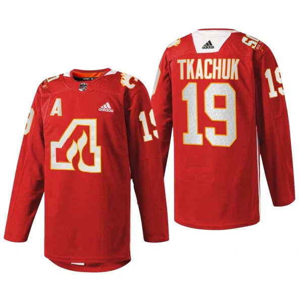 Men Matthew Tkachuk Calgary Flames 50th Anniversary Jersey Red #19 Warm-Up