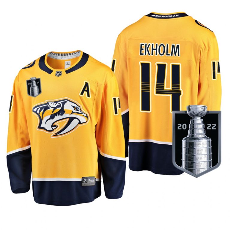 Men Mattias Ekholm Nashville Predators 2022 Stanley Cup Playoffs Gold Home Jersey