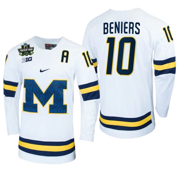 Men Matty Beniers #10 Michigan Wolverines 2022 Frozen Four White Jersey