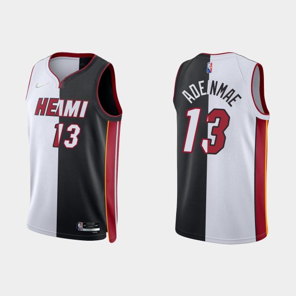 Men Miami Heat #13 Bam Adebayo Split Edition NBA 75th Black White Jersey