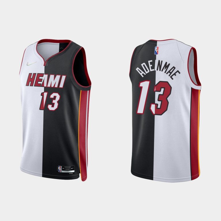 Men Miami Heat #13 Bam Adebayo Split Edition NBA 75th Black White Jersey