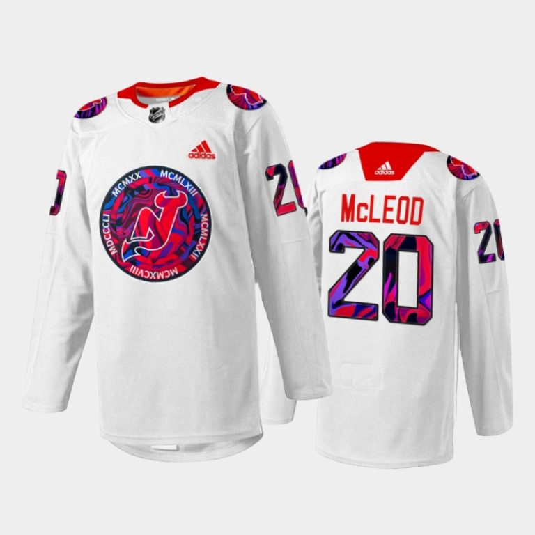 Men Michael McLeod New Jersey Devils Gender Equality Night Jersey White #20 Warm-up