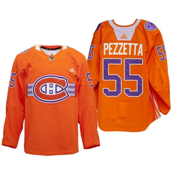 Men Michael Pezzetta Montreal Canadiens Indigenous Celebration Night Jersey Orange #55 Warmup