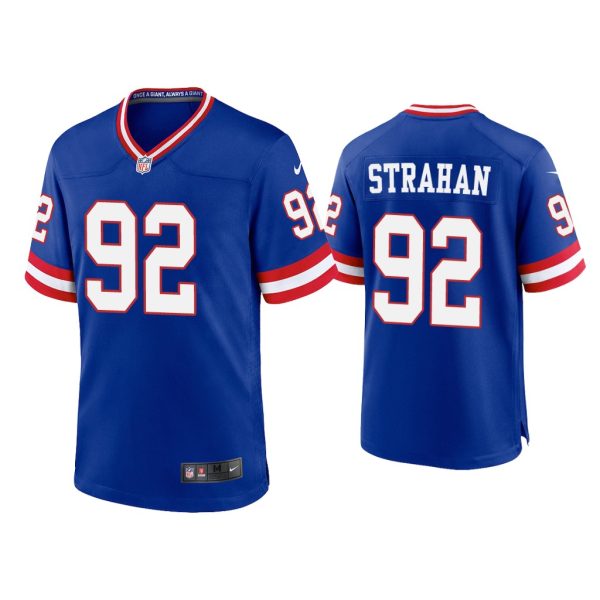 Men Michael Strahan New York Giants Royal Classic Game Jersey