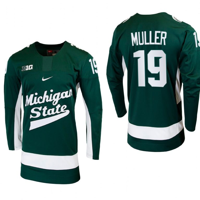 Men Michigan State Spartans Nicolas Muller #19 College Hockey Green Jersey 2022