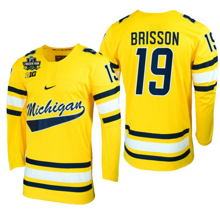 Men Michigan Wolverines Brendan Brisson #19 2022 Frozen Four Maize NCAA Hockey Jersey