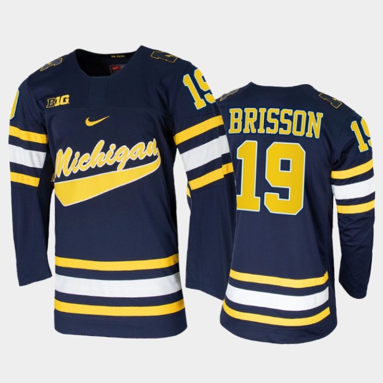 Men Michigan Wolverines Brendan Brisson #19 College Hockey Navy Replica Jersey