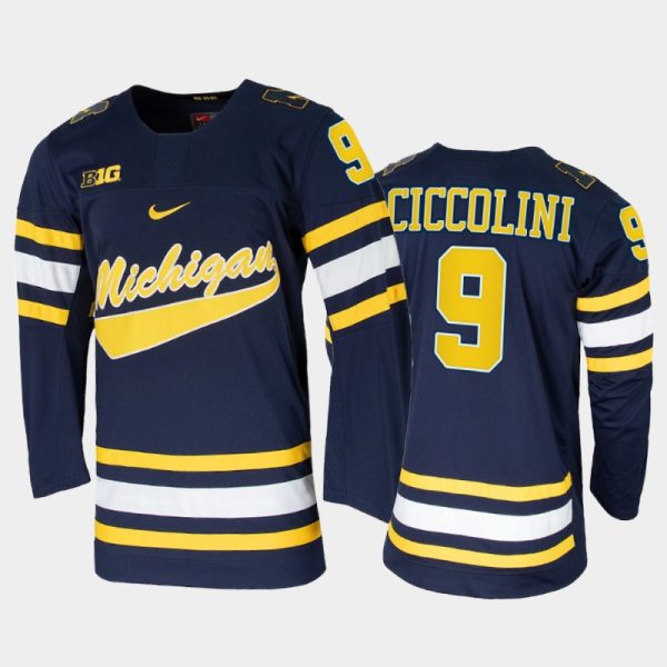 Men Michigan Wolverines Brendan Morrison #9 College Hockey Navy Alumni Jersey