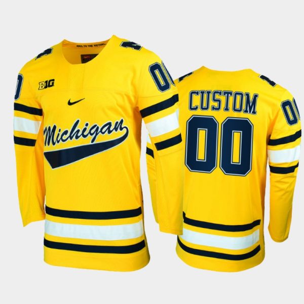 Men Michigan Wolverines Custom #00 College Hockey Maize Replica Jersey
