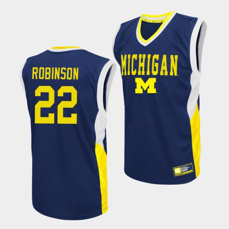 Men Michigan Wolverines Duncan Robinson #22 Fadeaway College Basketball Blue Jersey