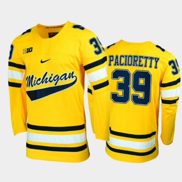 Men Michigan Wolverines Max Pacioretty #39 College Hockey Maize Alumni Jersey