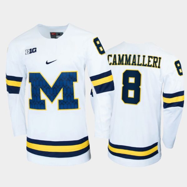 Men Michigan Wolverines Mike Cammalleri #8 College Hockey White Alumni Jersey