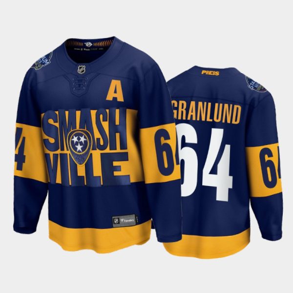 Men Mikael Granlund Nashville Predators 2022 Stadium Series Navy Jersey