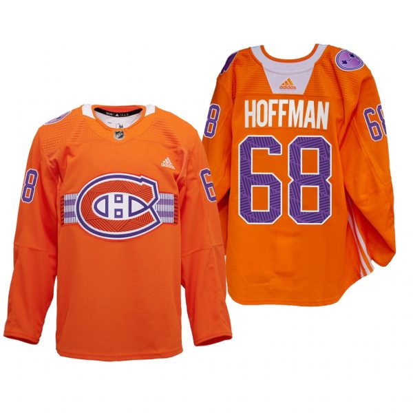 Men Mike Hoffman Montreal Canadiens Indigenous Celebration Night Jersey Orange #68 Warmup