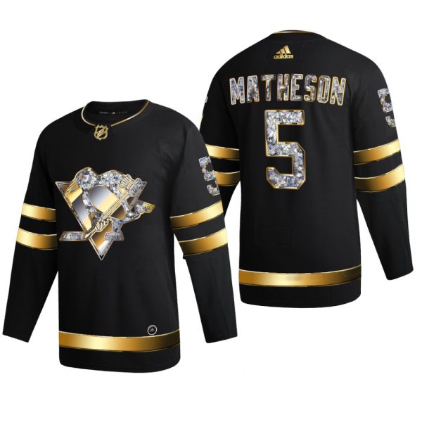 Men Mike Matheson #5 Pittsburgh Penguins 2022 Stanley Cup Playoffs Black Diamond Edition Jersey