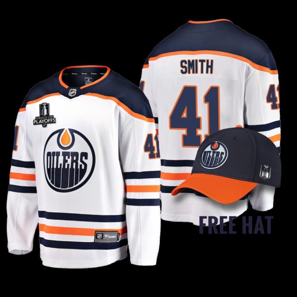 Men Mike Smith Edmonton Oilers 2022 Pacific Conference Champions White Away Jersey