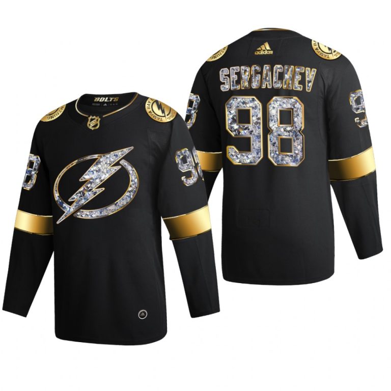 Men Mikhail Sergachev #98 Tampa Bay Lightning 2022 Stanley Cup Playoffs Black Diamond Edition Jersey