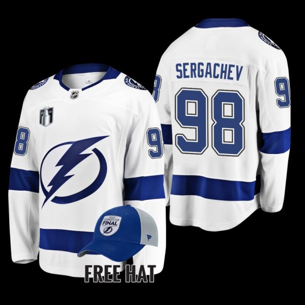 Men Mikhail Sergachev Tampa Bay Lightning 2022 Stanley Cup Final White Away Jersey