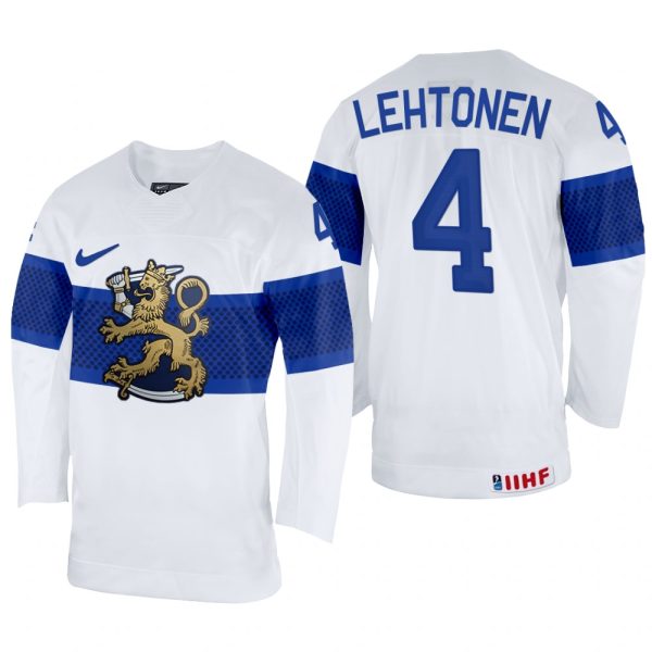 Men Mikko Lehtonen Finland Hockey White Home Jersey 2022 IIHF World Championship